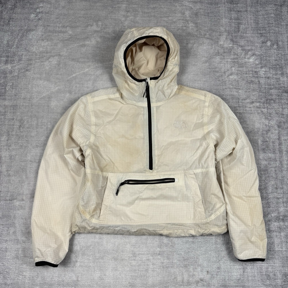 The North Face Jacket Womens Small Beige Botanic Dye Wind Hooded Ripstop‎ Boxy